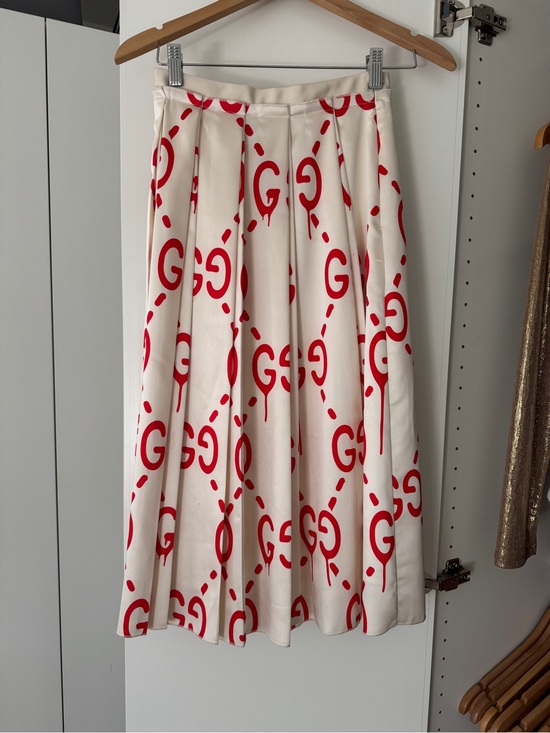 Gucci Dresses & Skirts - Gucci Ghost Midi Skirt with Red Logo Print